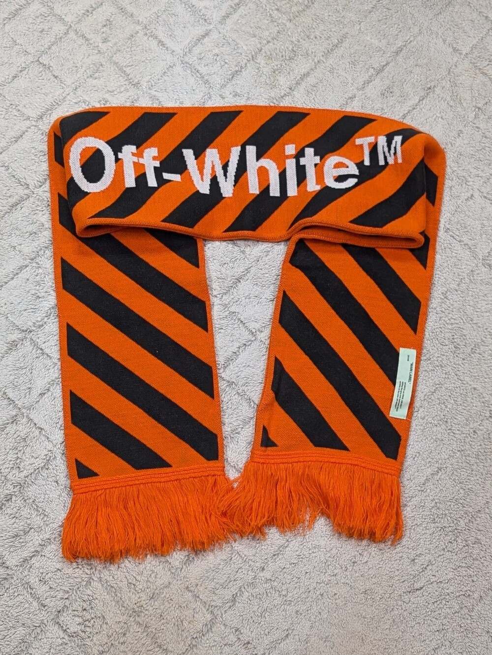 Off-White Scarf Adult OS Orange Black Diagonal Arrows Geometric Streetwear